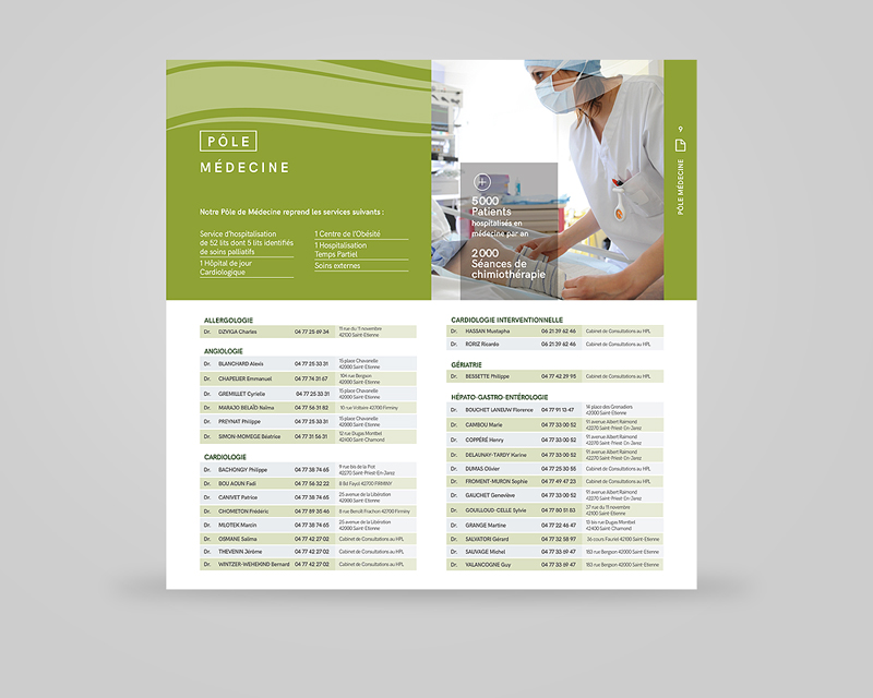 Création d’une brochure pour l’Hôpital Privé de la Loire (HPL).