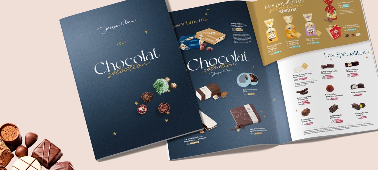 création graphique catalogue chocolat